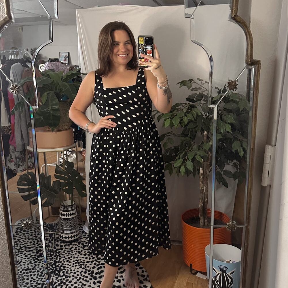 Urban Outfitters Polka Dot Midi Dress Black NWT small